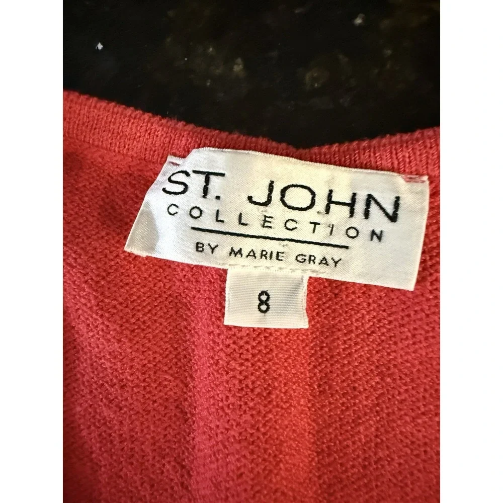 VTG St. John Marie Gray Sportswear Knit 3-Pc Cardigan Tank Capri Pant Set SZ 6/8
